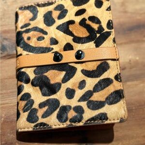 Anthropologie Leopard Print Key & Card Holder - Tan and Black